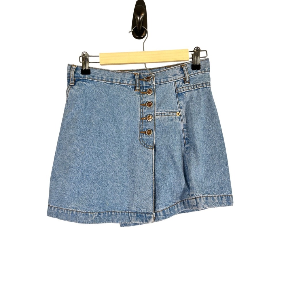 Denim Jean Skort 9 Blue Boho Western Mini Classic Chic Preppy Indie Folk Concert